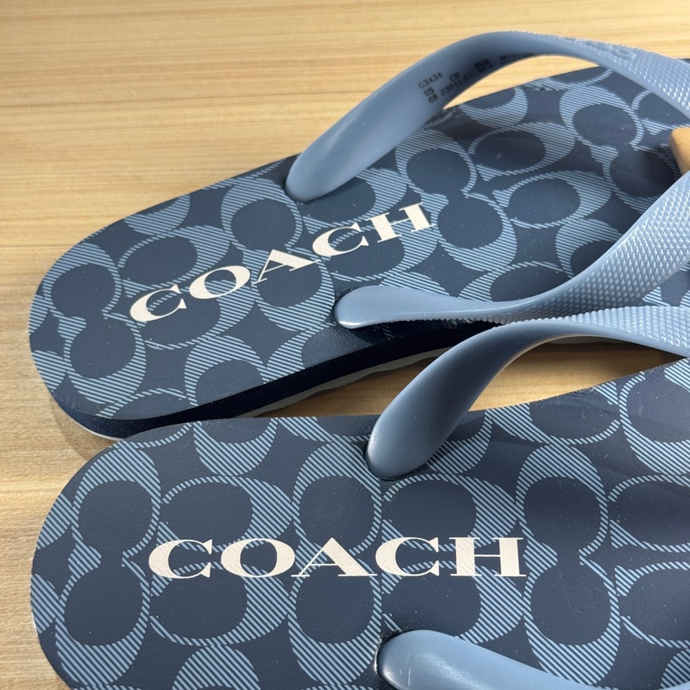 New Coach Blue Patterned Sandals - image 4